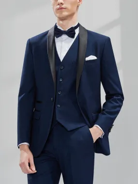 3 Piece Wedding Tuxedo Single Buttons Shawl Lapel Slim Fit Men's Suit (Blazer Vest Pants)