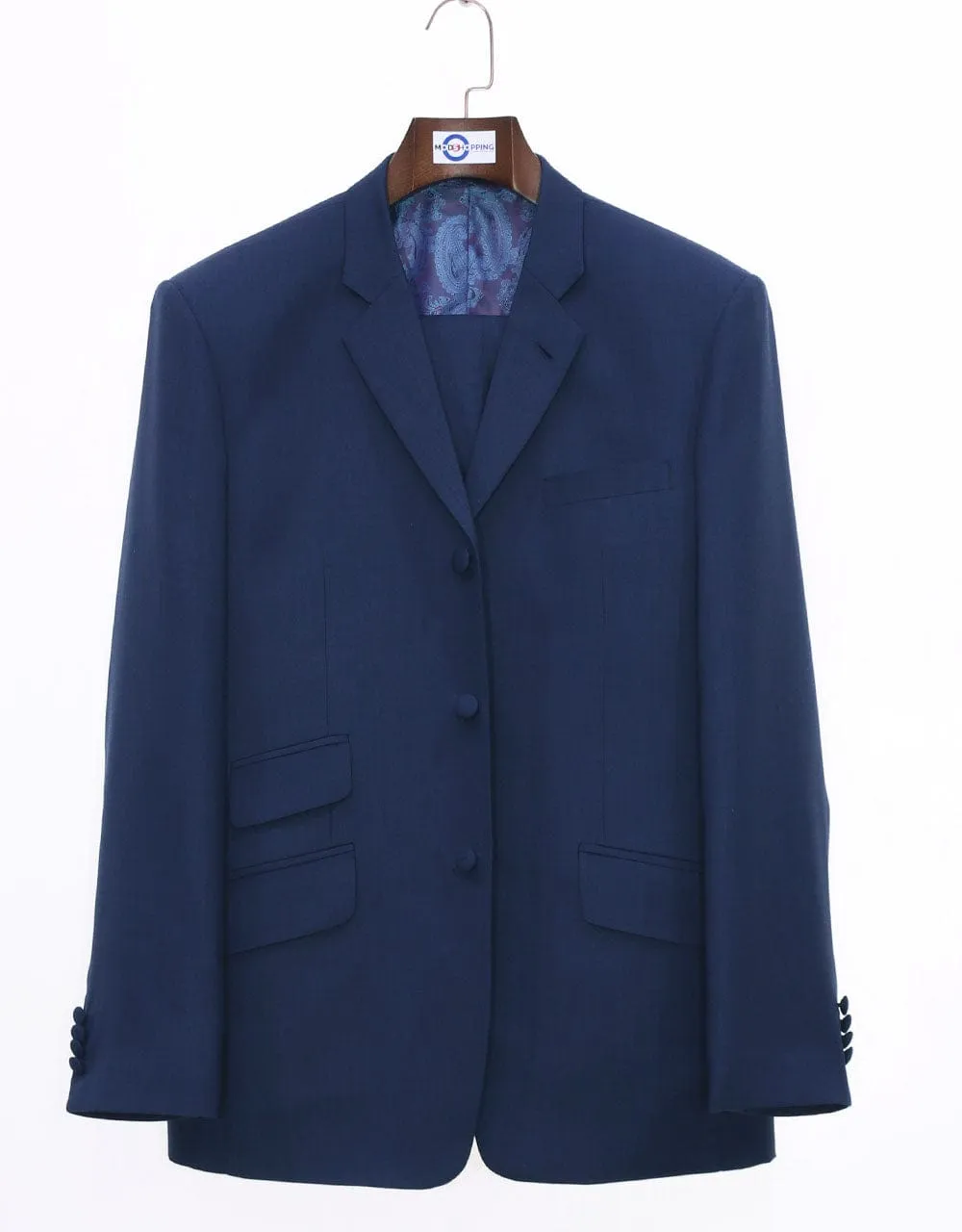 60s Mod Fashion Pale Navy Blue Suit