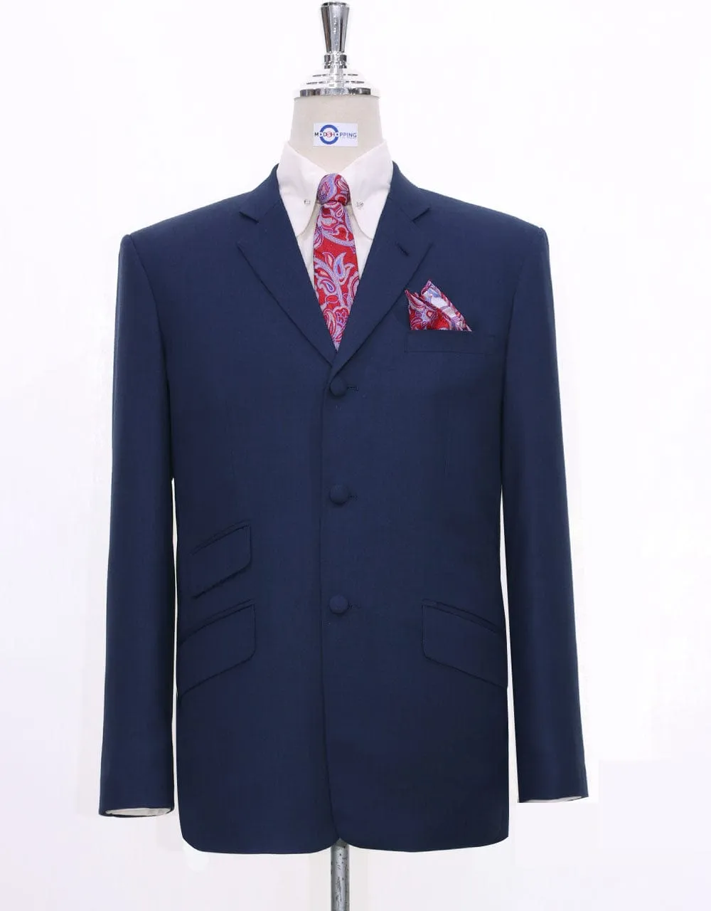 60s Mod Fashion Pale Navy Blue Suit
