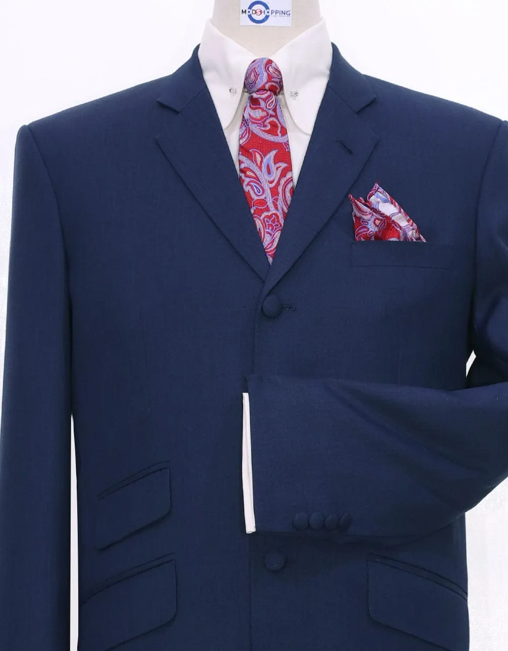 60s Mod Fashion Pale Navy Blue Suit