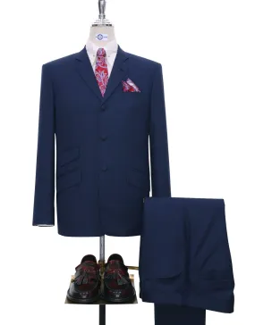 60s Mod Fashion Pale Navy Blue Suit