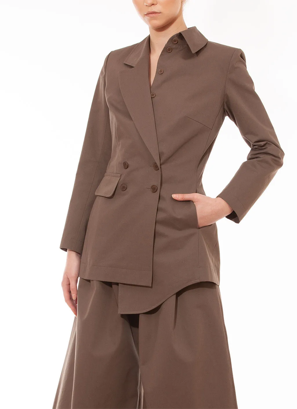 Asymetric blazer khaki