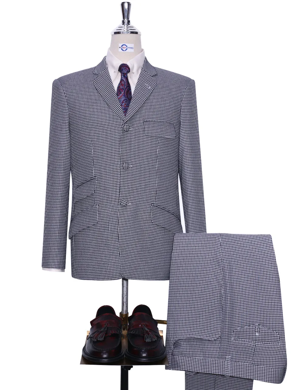 Black and White Houndstooth Mod Suit