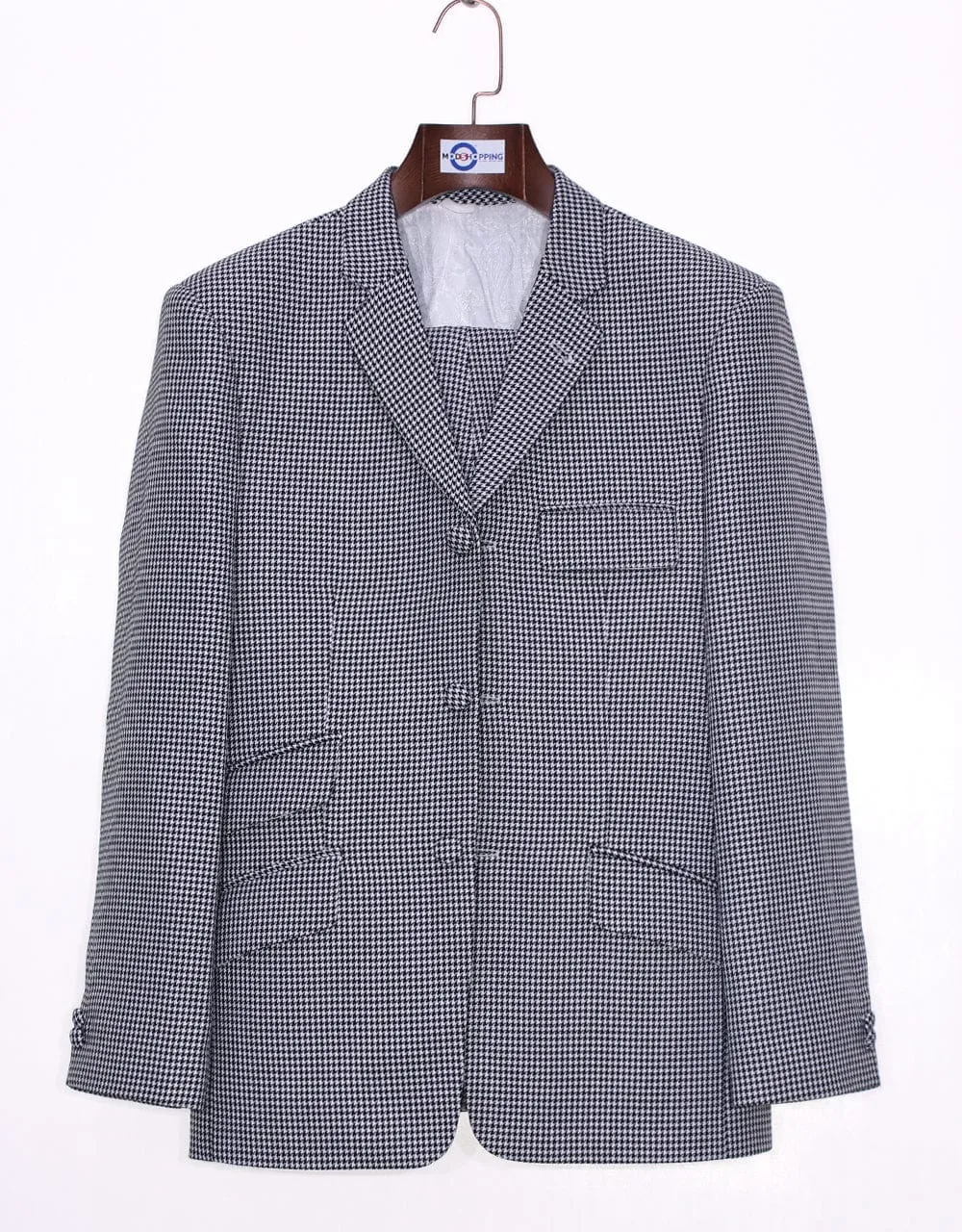Black and White Houndstooth Mod Suit