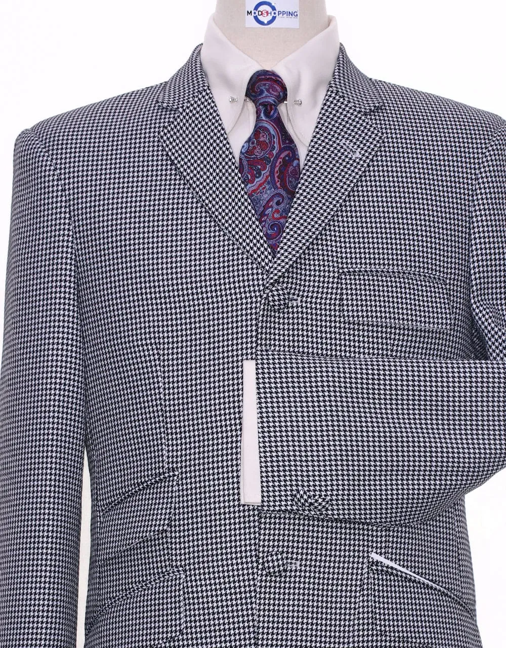 Black and White Houndstooth Mod Suit