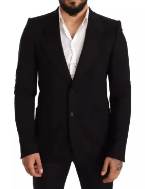 Black Wool Slim Fit Coat Jacket Blazer