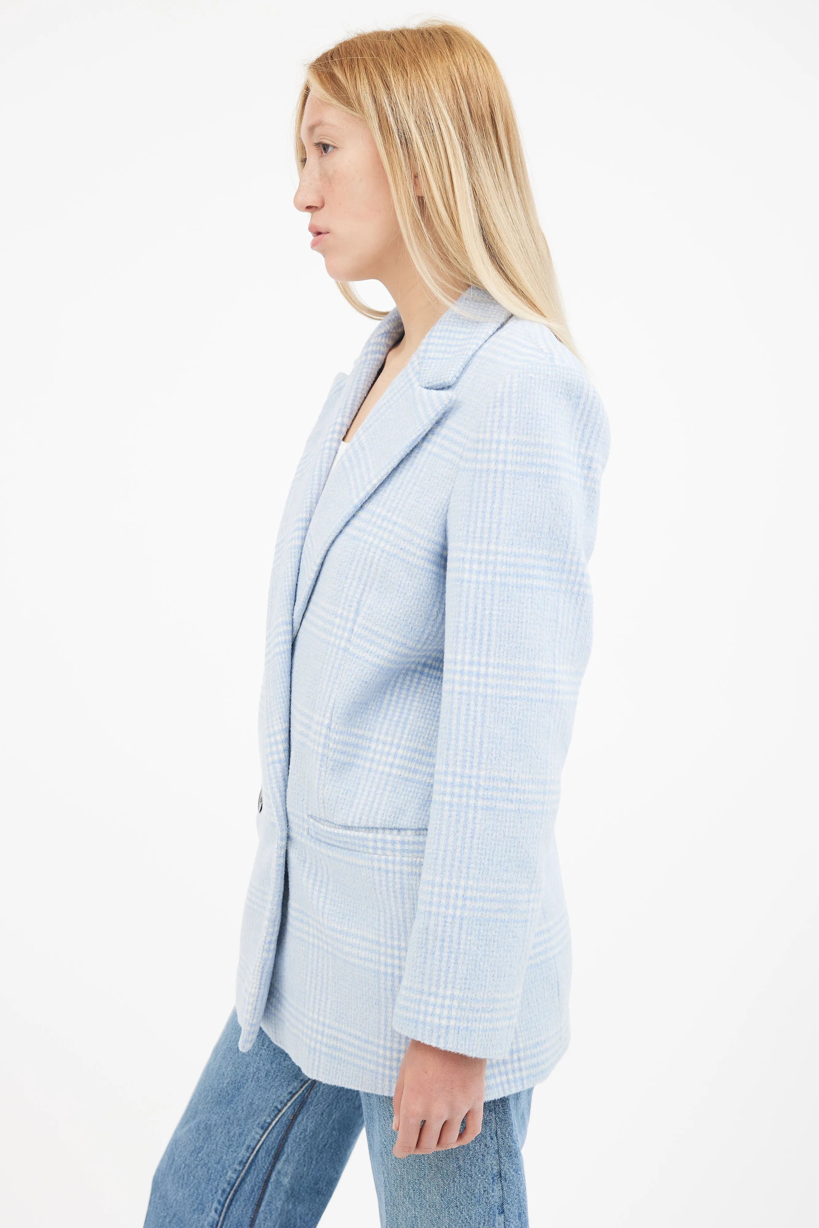 Blue & White Checked Blazer