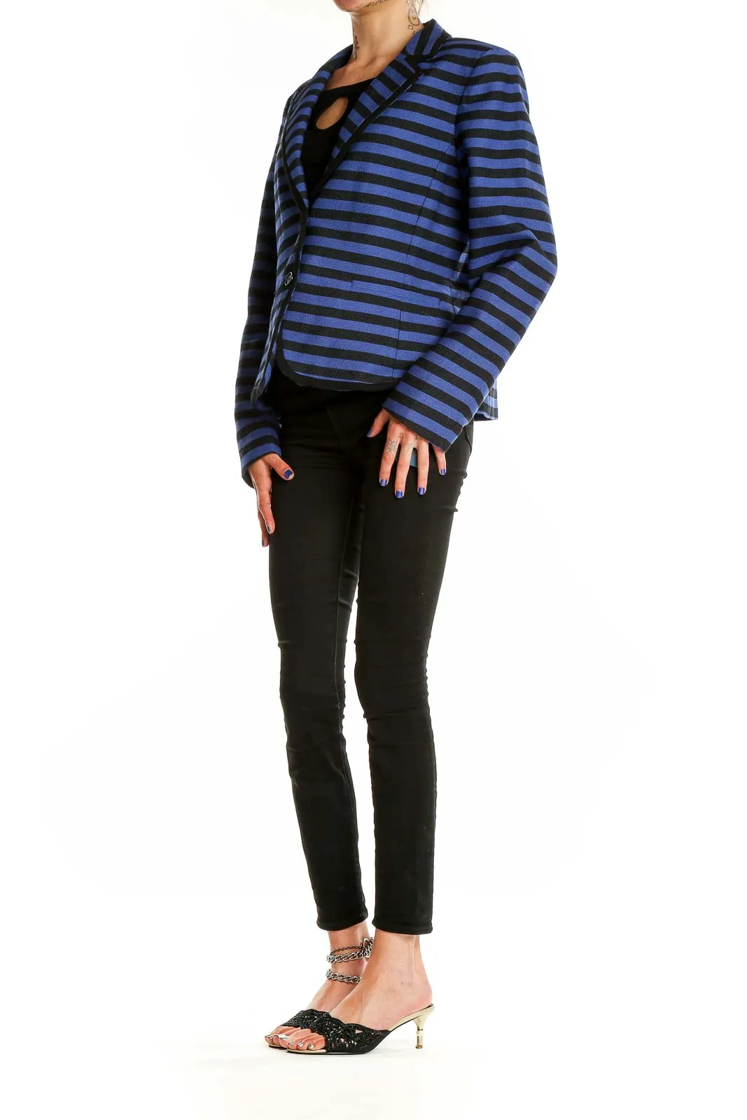 Blue and Black Striped Blazer