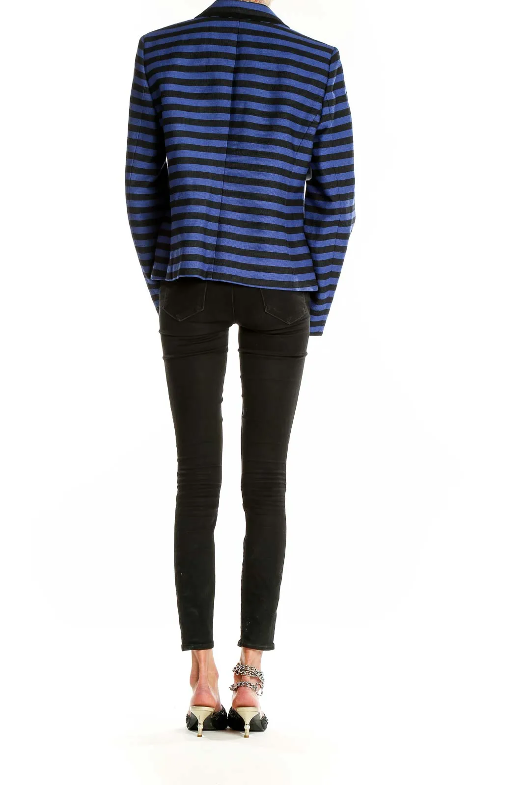 Blue and Black Striped Blazer