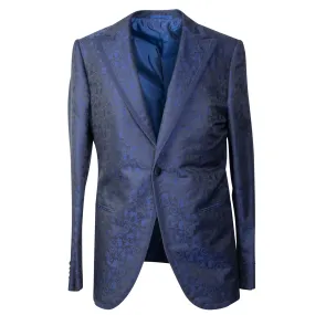 Blue Paisley Silk Single Breasted Blazer