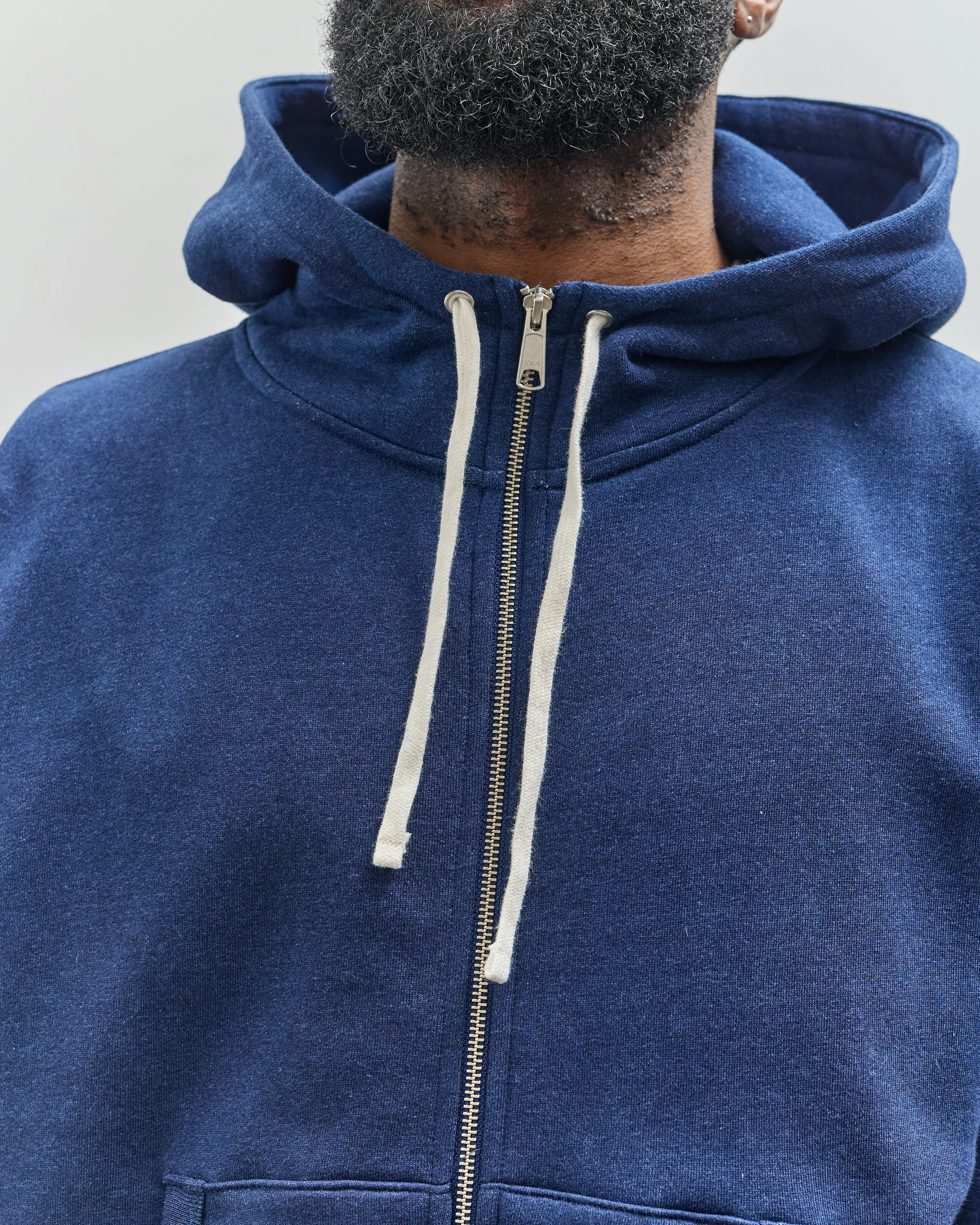 Brain Dead Unisex Padded Elbow Zip-Up Hoodie, Indigo