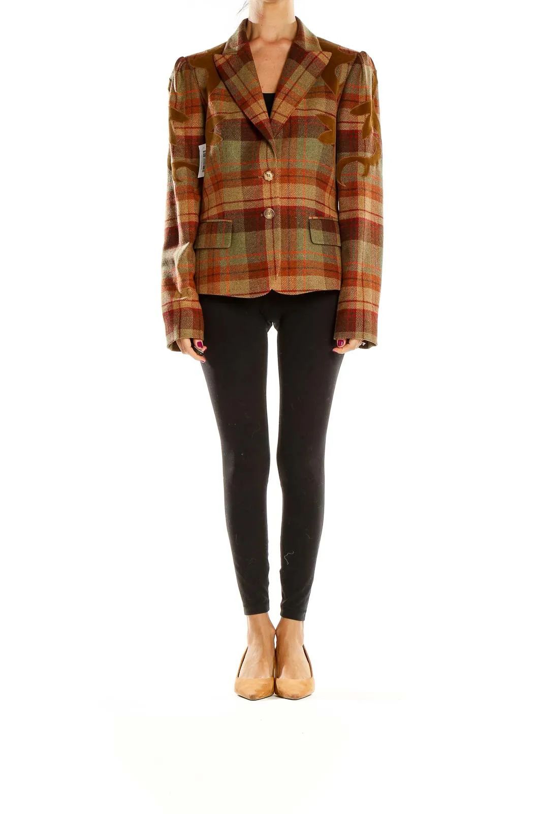 Brown Plaid Wool Blazer