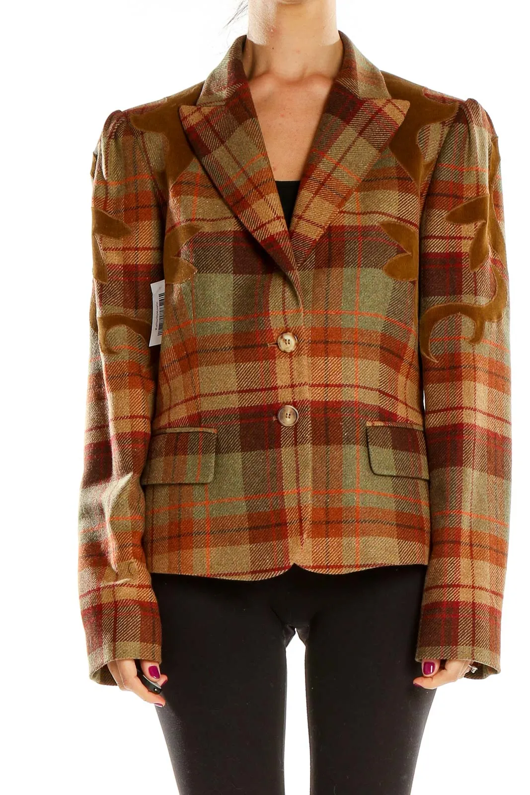 Brown Plaid Wool Blazer