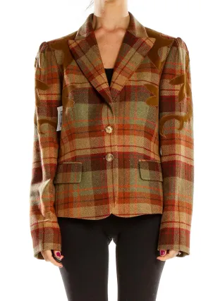 Brown Plaid Wool Blazer