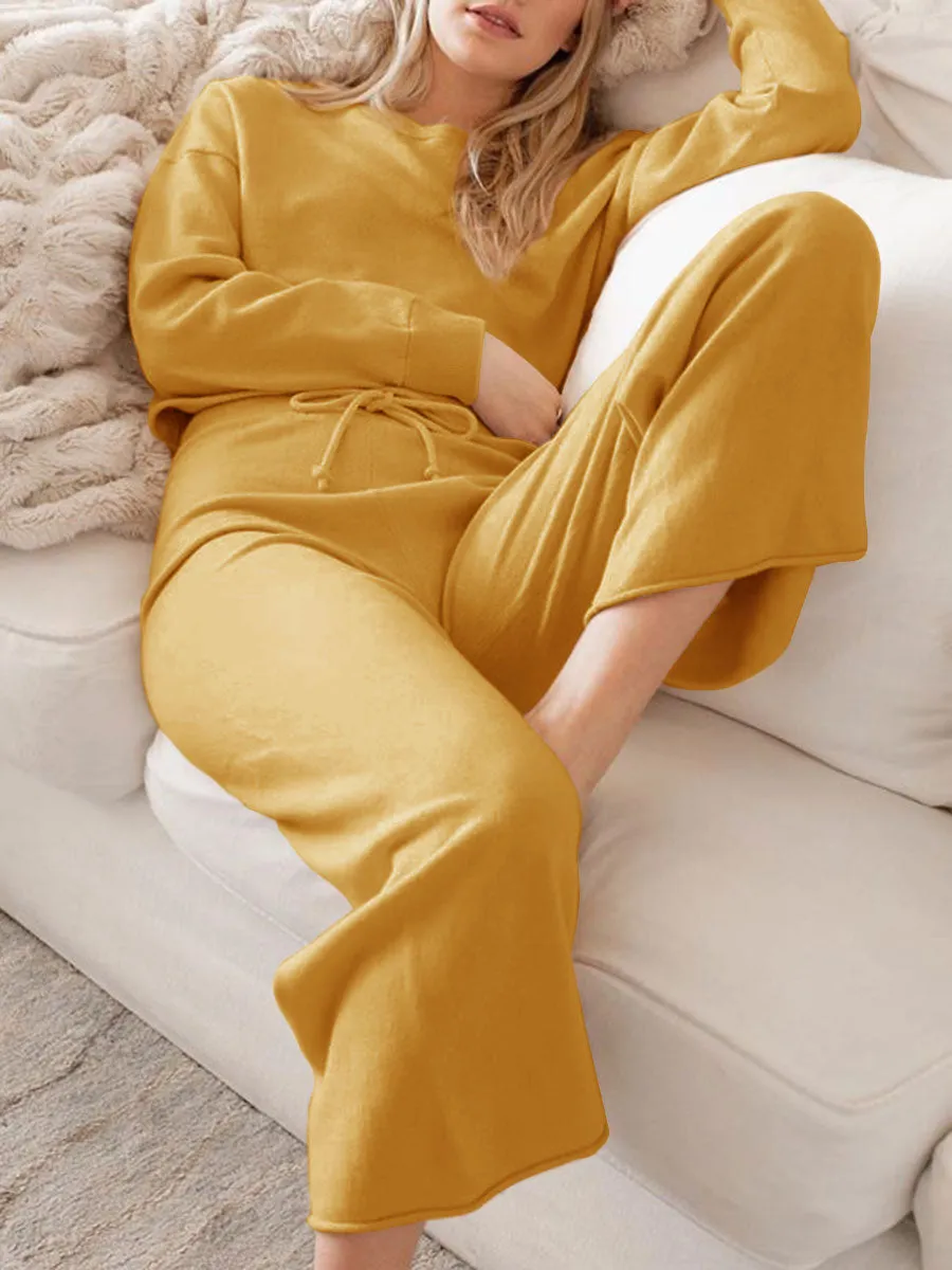 Casual Loose Knit Two-piece Suit