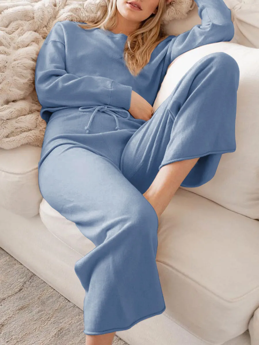 Casual Loose Knit Two-piece Suit