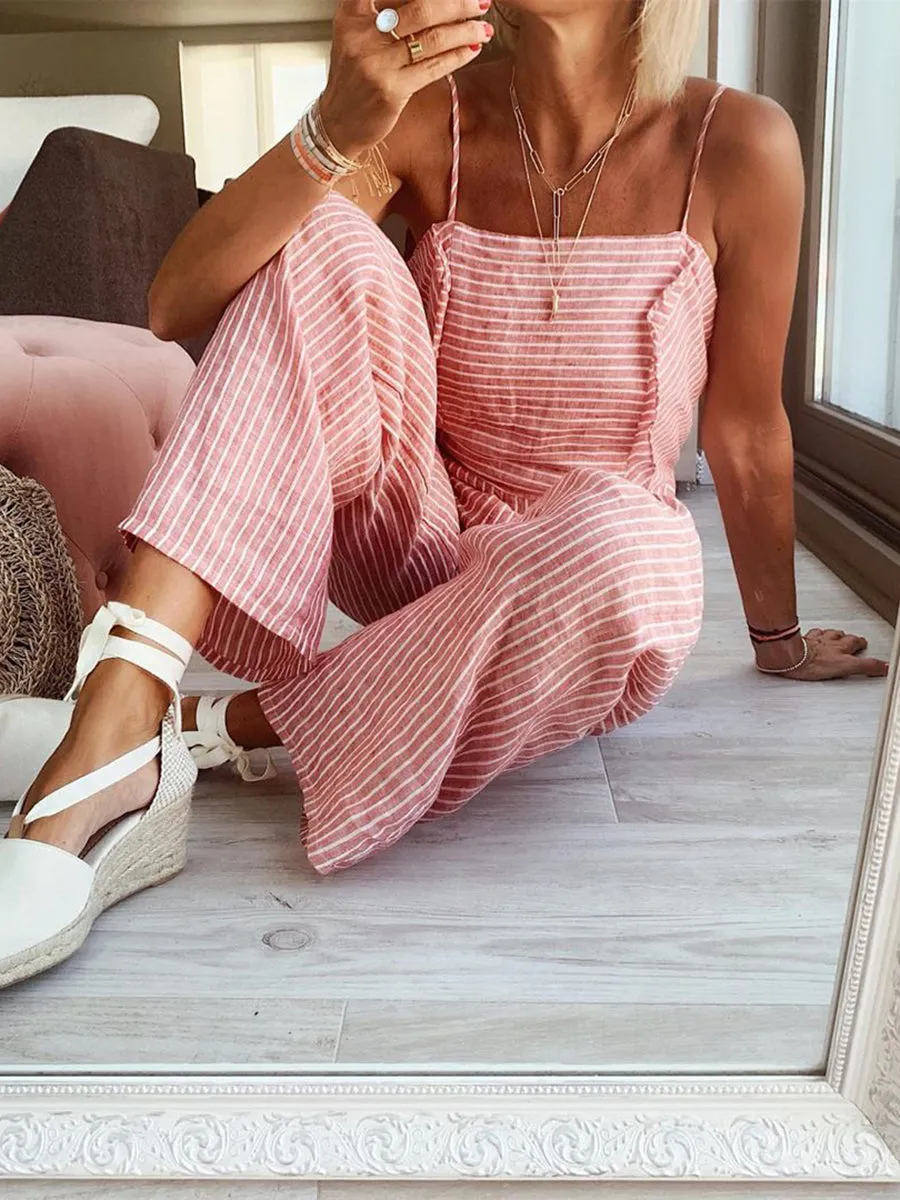 Casual Striped Sleeveless Suit