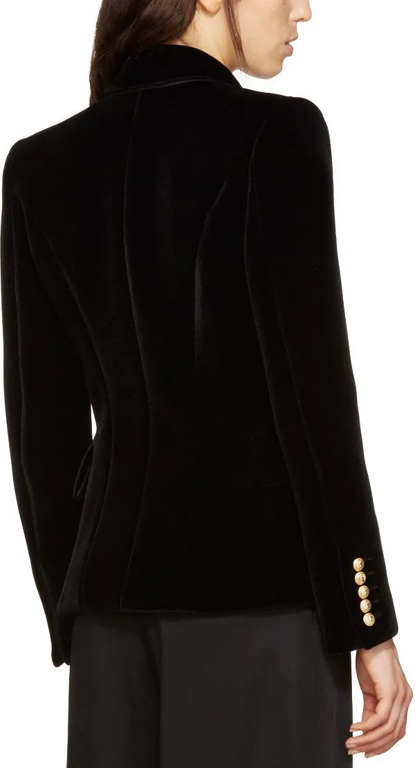 Classic Black Velvet Blazer