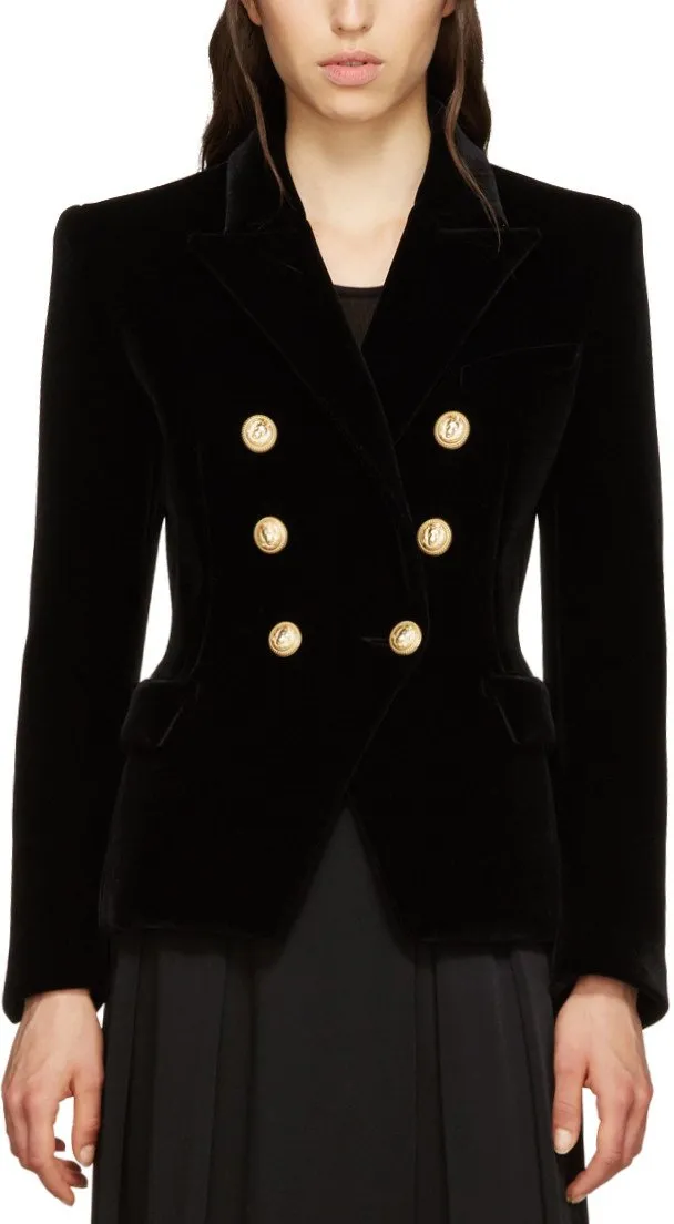 Classic Black Velvet Blazer