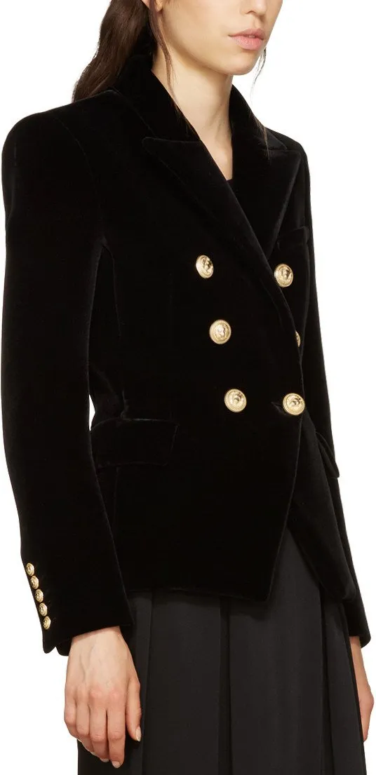 Classic Black Velvet Blazer