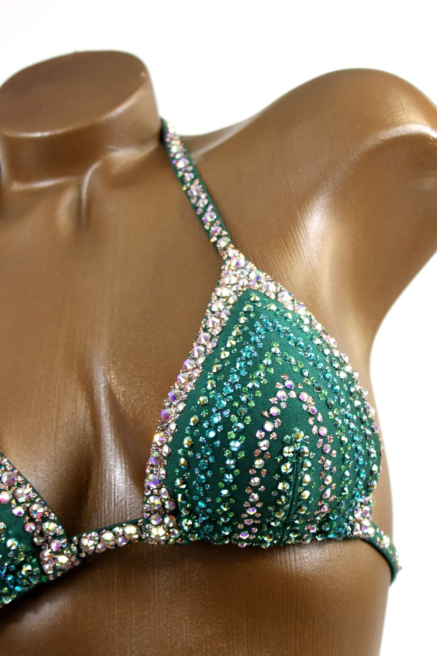 Dark Green AB Gradient Figure Competition Suit
