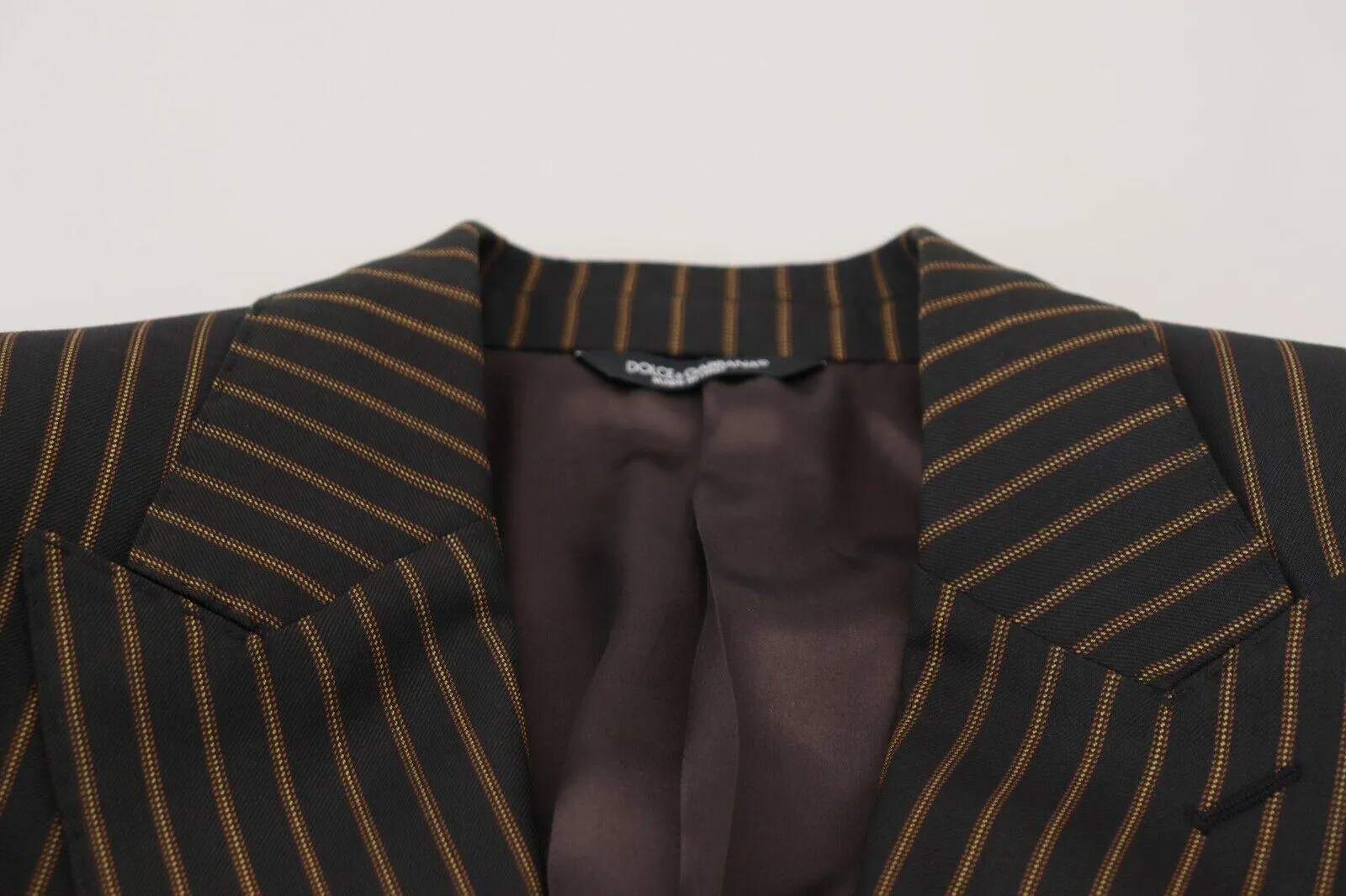 Dolce & Gabbana Black Brown Stripes Single Breasted Blazer