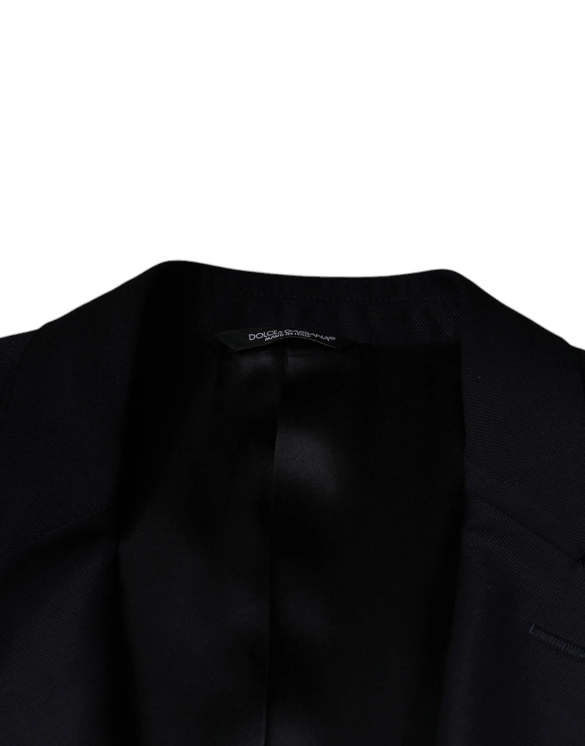 Dolce & Gabbana Dark Blue Wool Single Breasted Dress Coat Blazer