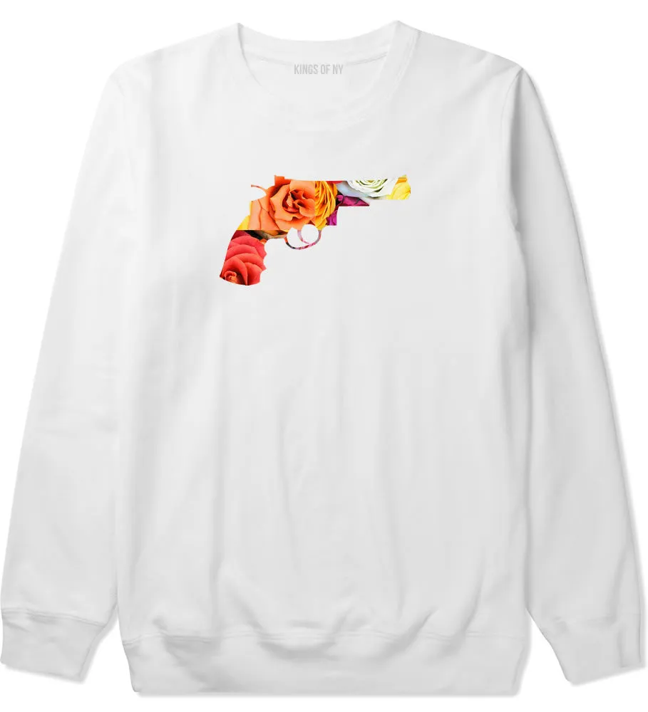 Floral Gun Flower Print Colt 45 Revolver Crewneck Sweatshirt