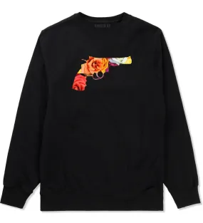 Floral Gun Flower Print Colt 45 Revolver Crewneck Sweatshirt