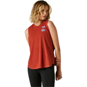 Fox Racing  Womens Red Clay Disquiet Tank Top Sleeveless Relaxed Fit Crew Neck