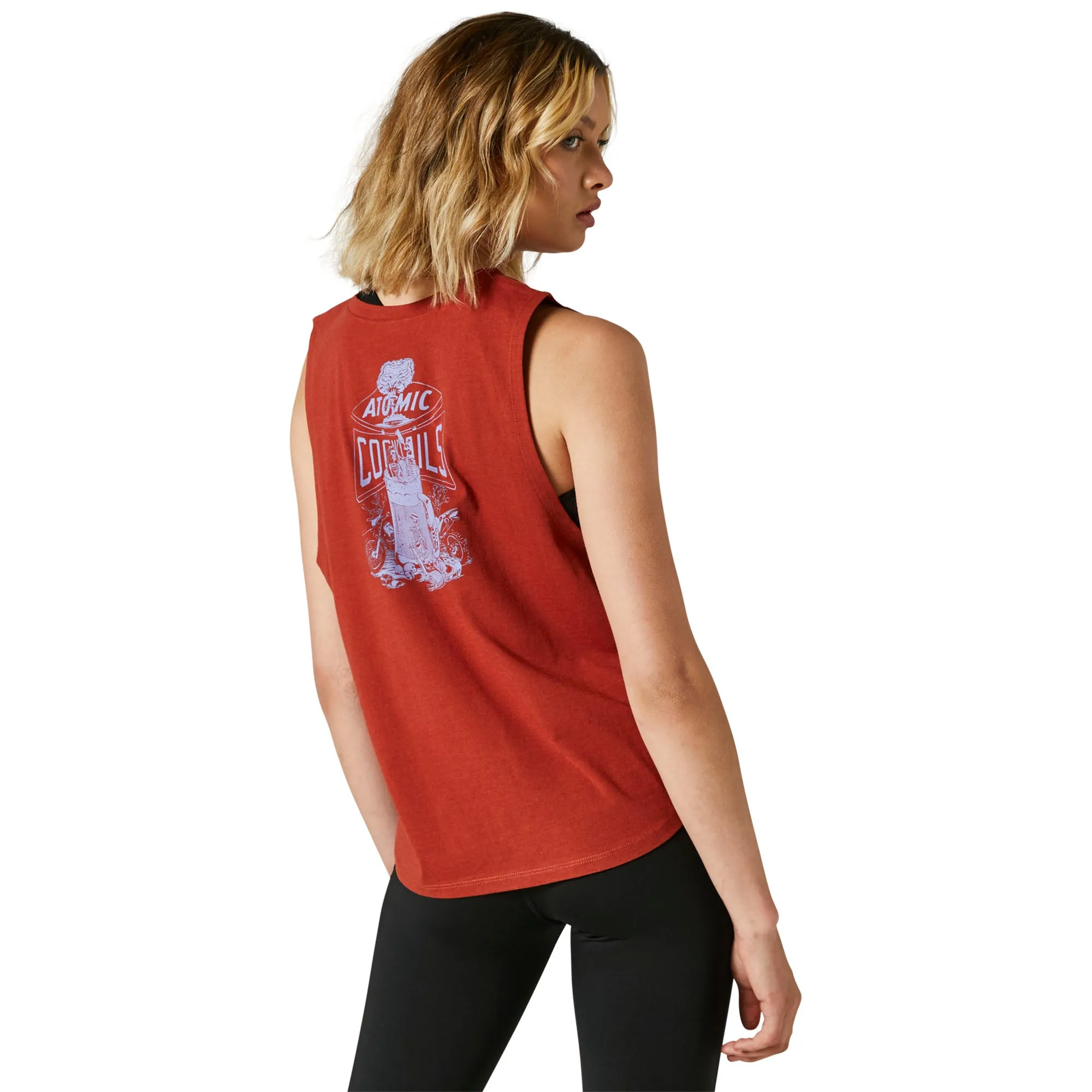 Fox Racing  Womens Red Clay Disquiet Tank Top Sleeveless Relaxed Fit Crew Neck