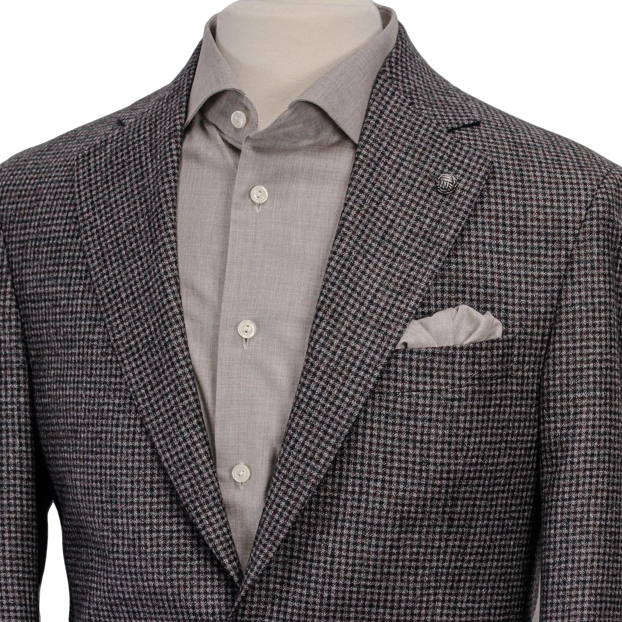 Gray and Burgundy Micro-Check Montana Contemporary Fit Wool Sport Jacket - Jack Victor