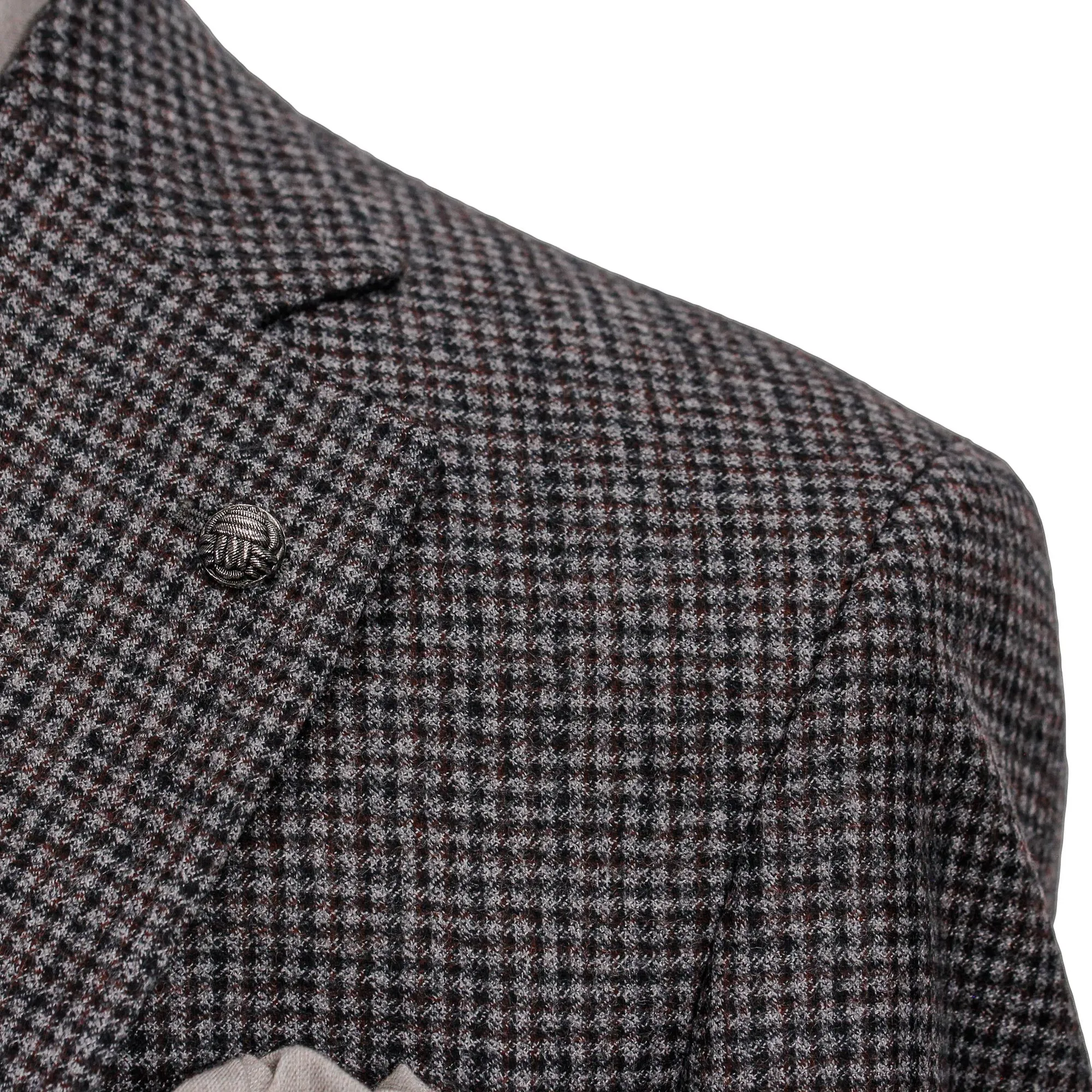Gray and Burgundy Micro-Check Montana Contemporary Fit Wool Sport Jacket - Jack Victor