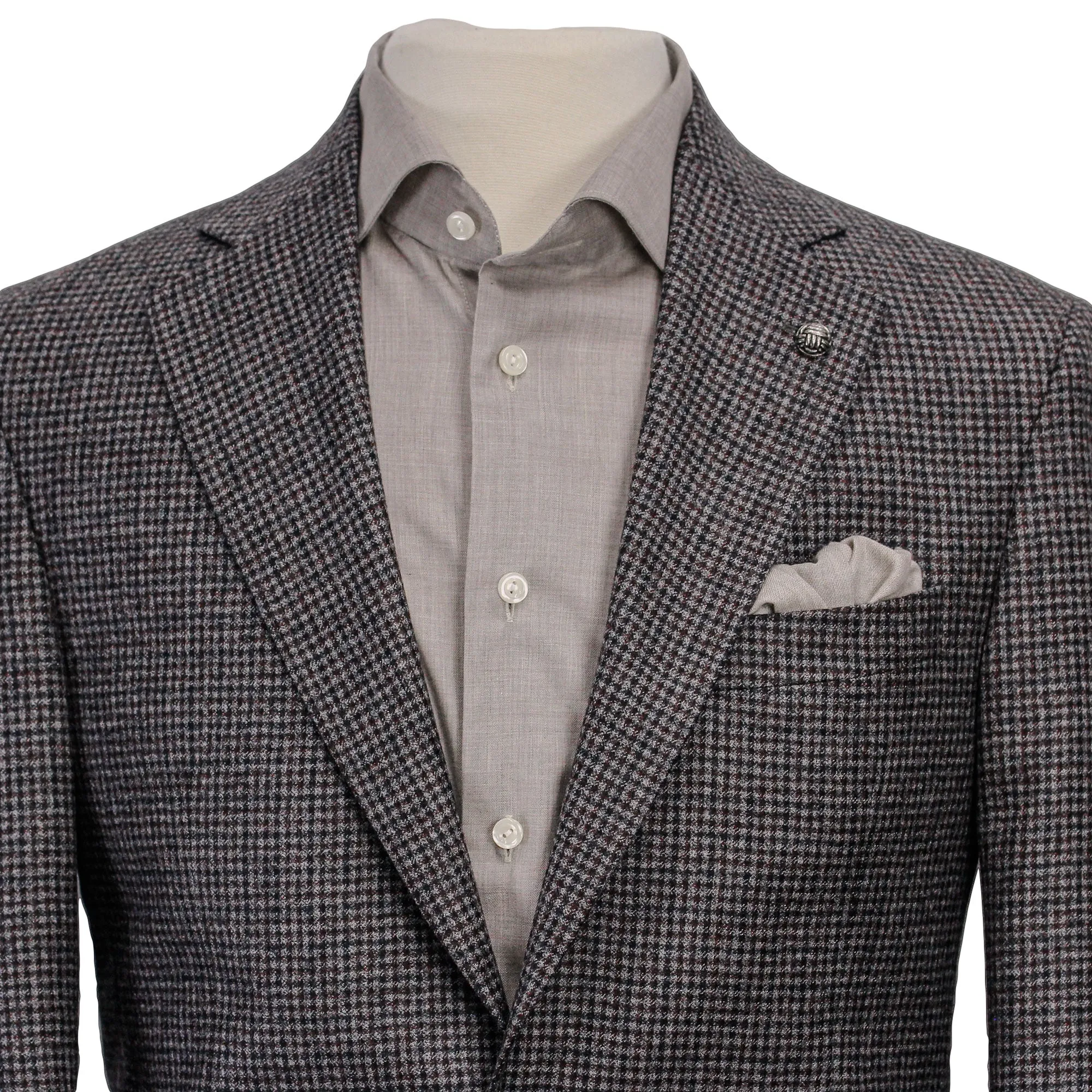 Gray and Burgundy Micro-Check Montana Contemporary Fit Wool Sport Jacket - Jack Victor