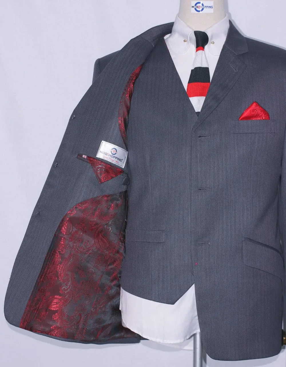Grey Herringbone 3 Piece Suit