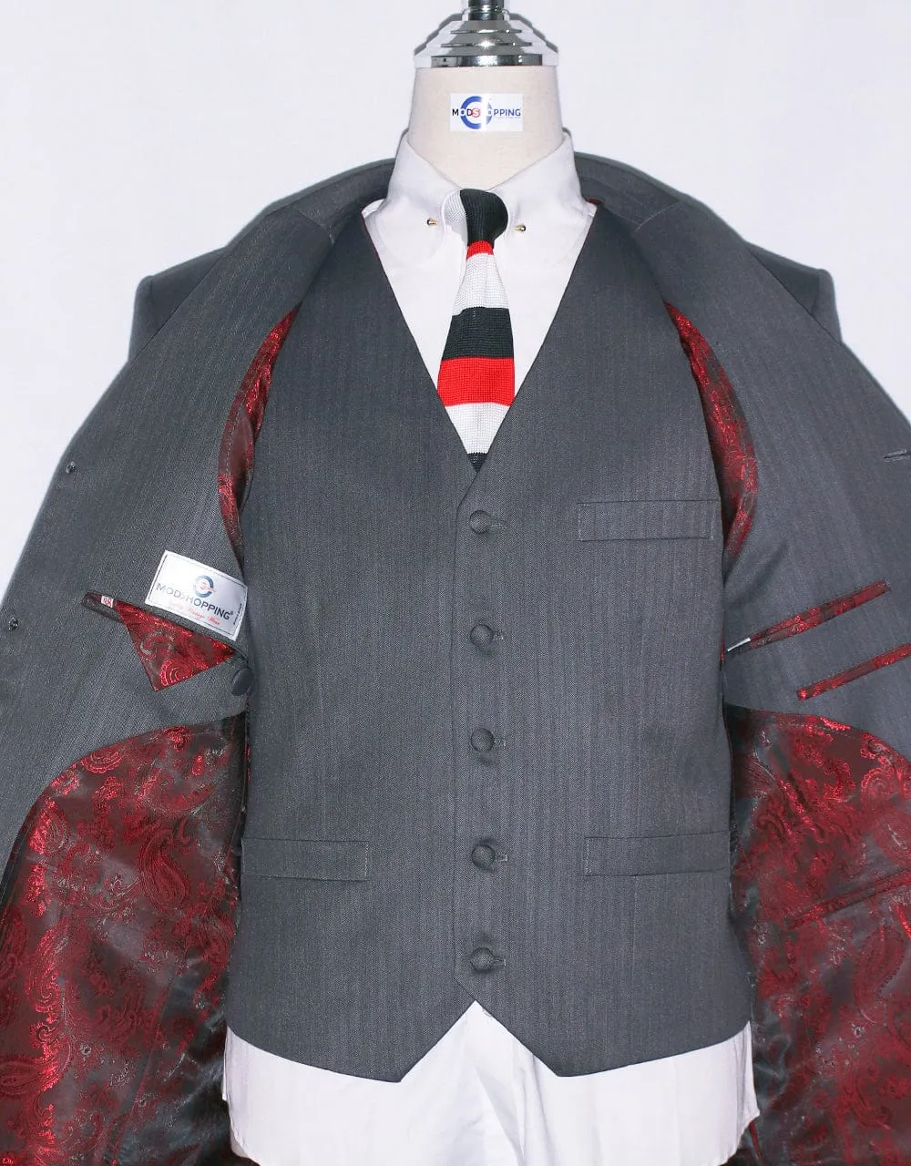 Grey Herringbone 3 Piece Suit