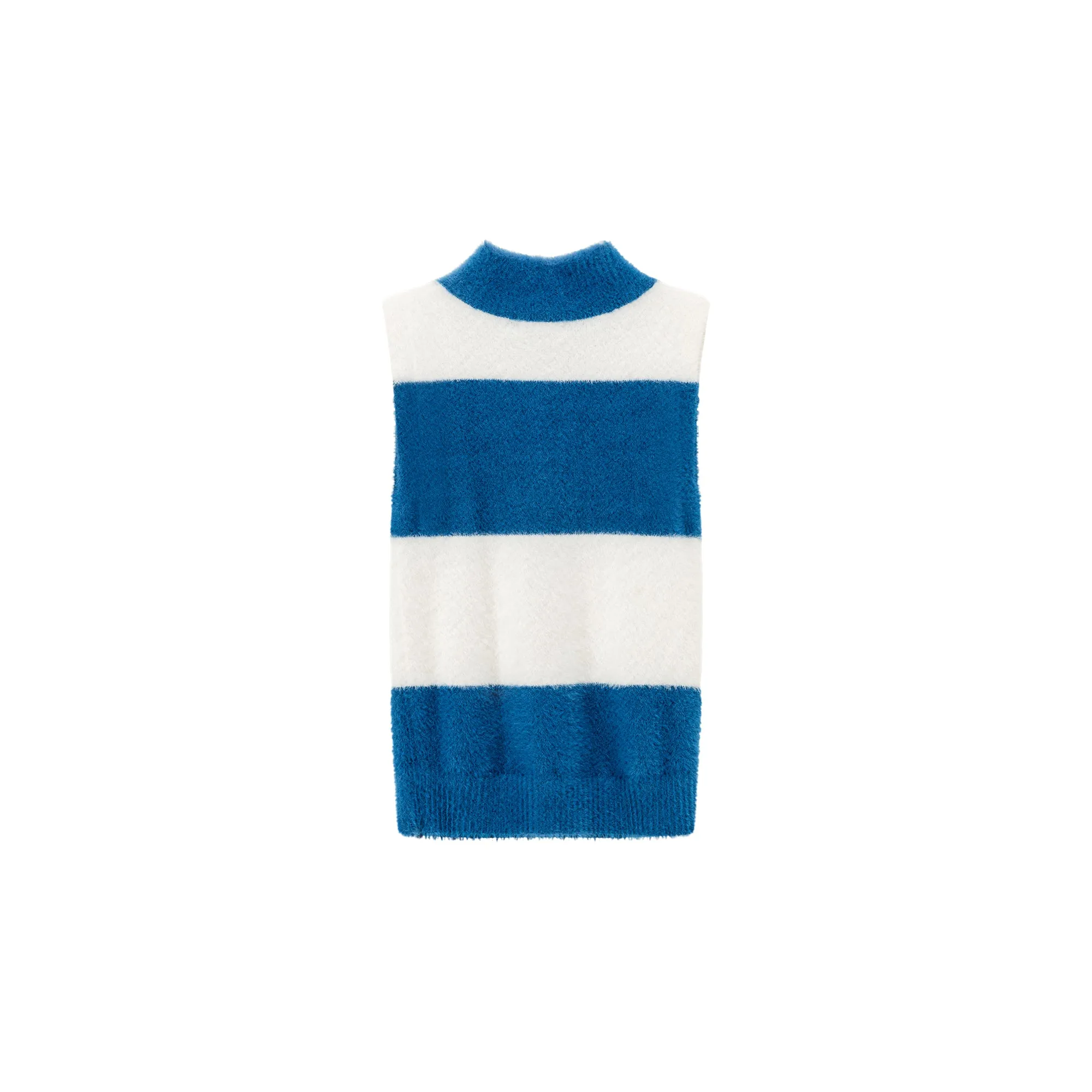 Half Zip-Up Color Stripe Sleeveless Top