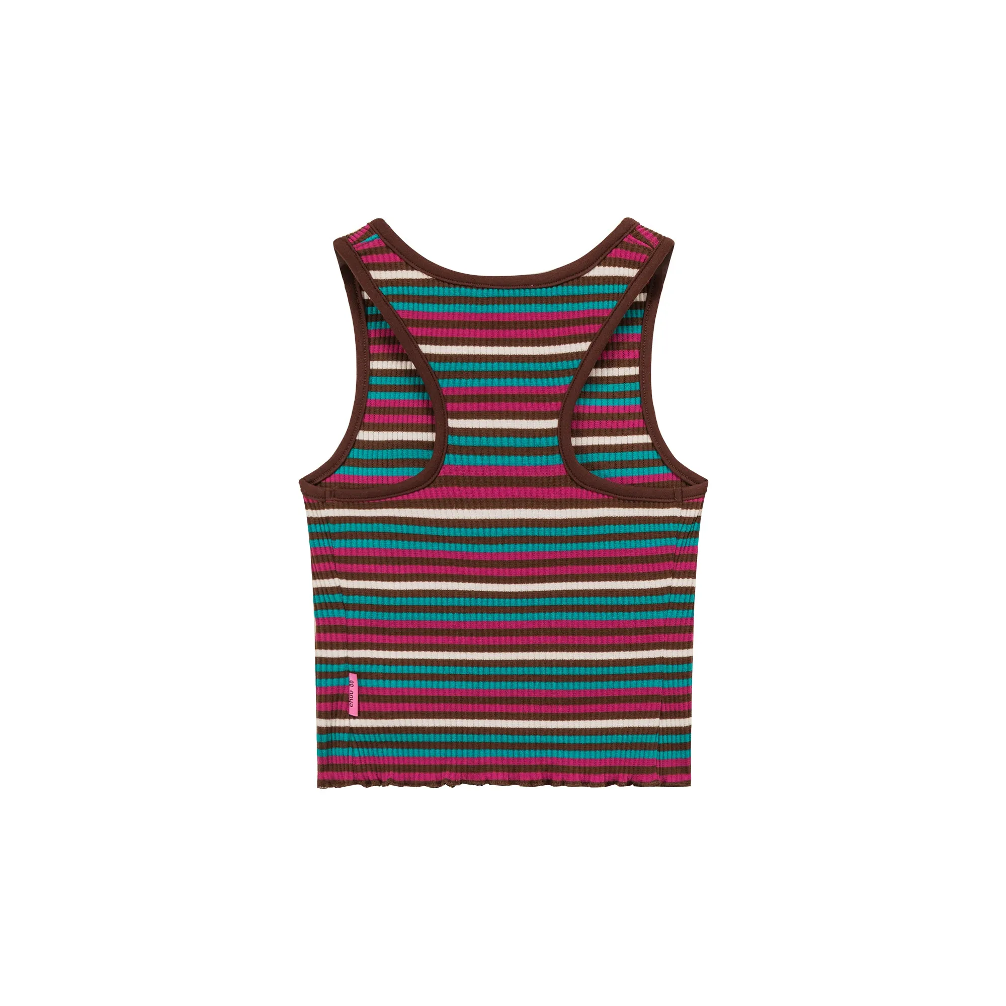 Half Zip-Up Striped Sleeveless Top