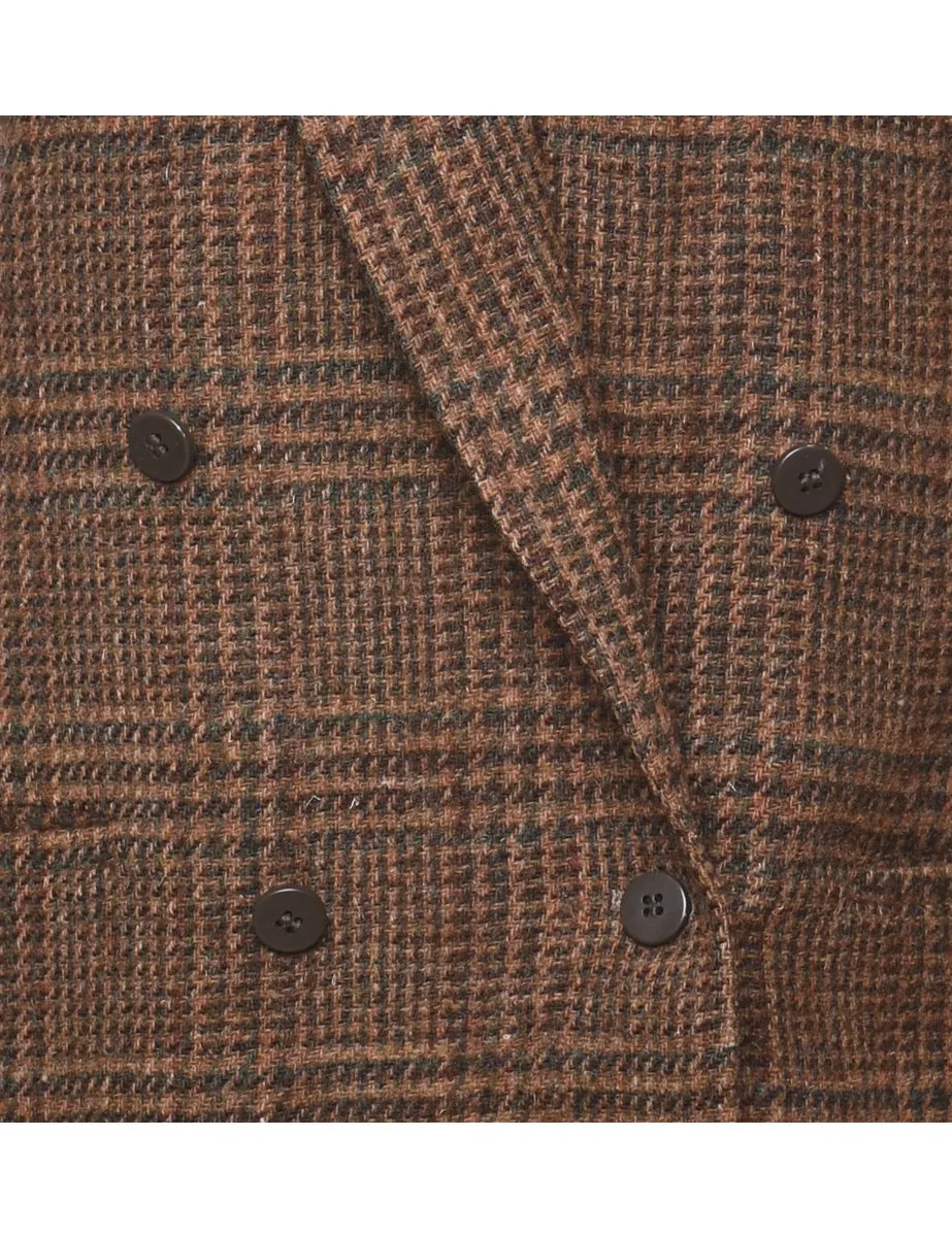 Harvey Benard Brown Checked Blazer - L