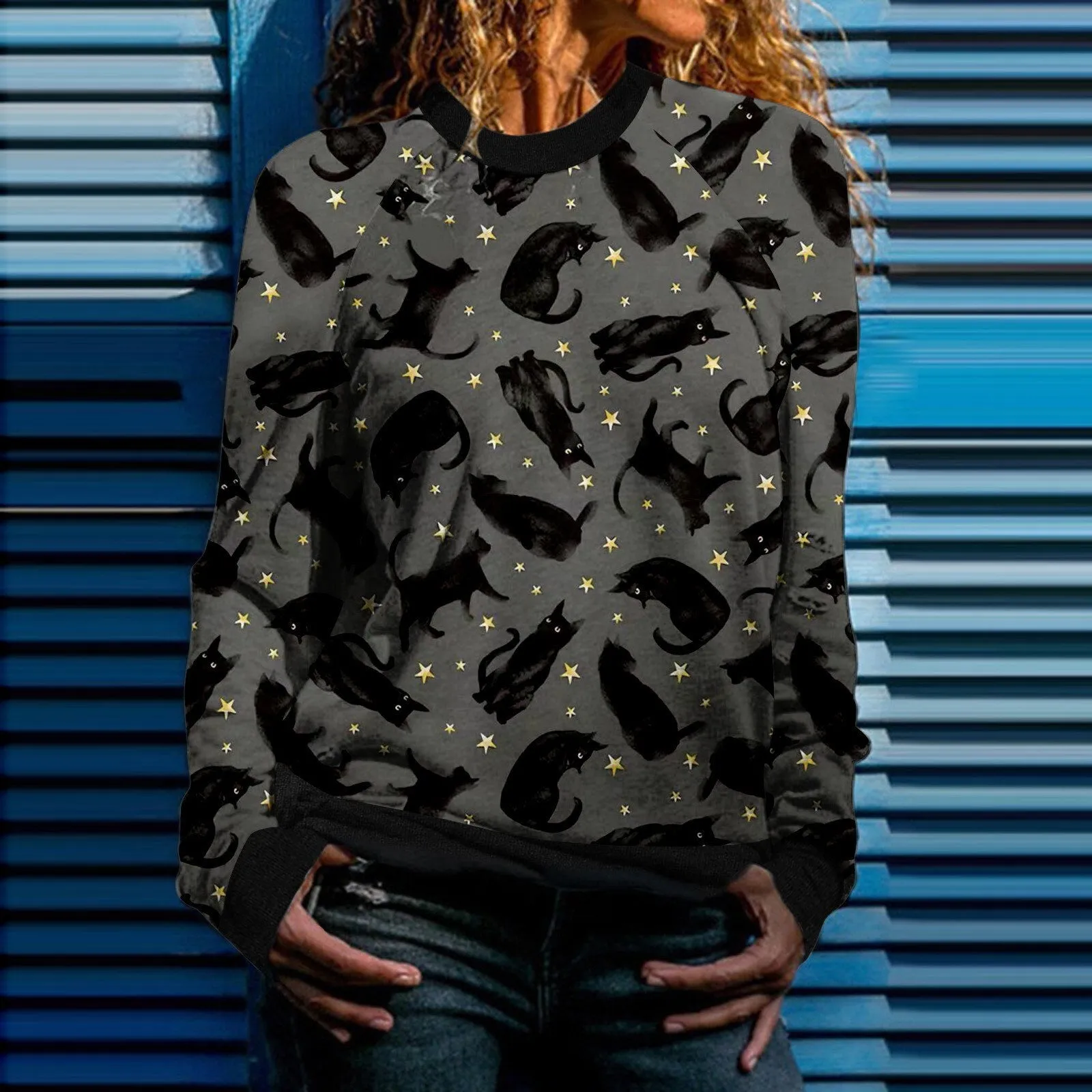 Hoodies For Teengirls Casual Halloween Print Long Sleeve Round Neck Sweatshirt Loose Tops Women Sudaderas De Mujer талстовки
