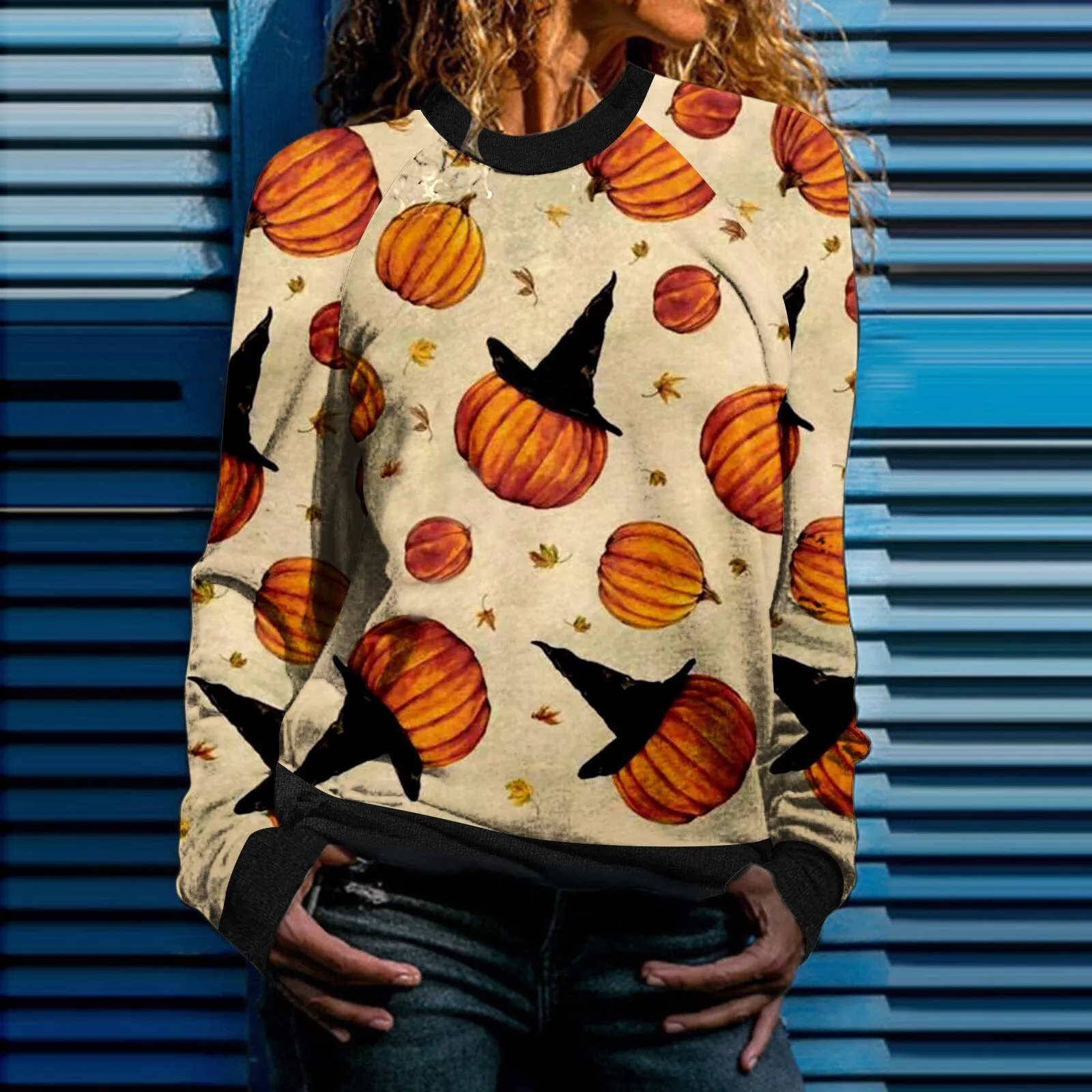 Hoodies For Teengirls Casual Halloween Print Long Sleeve Round Neck Sweatshirt Loose Tops Women Sudaderas De Mujer талстовки