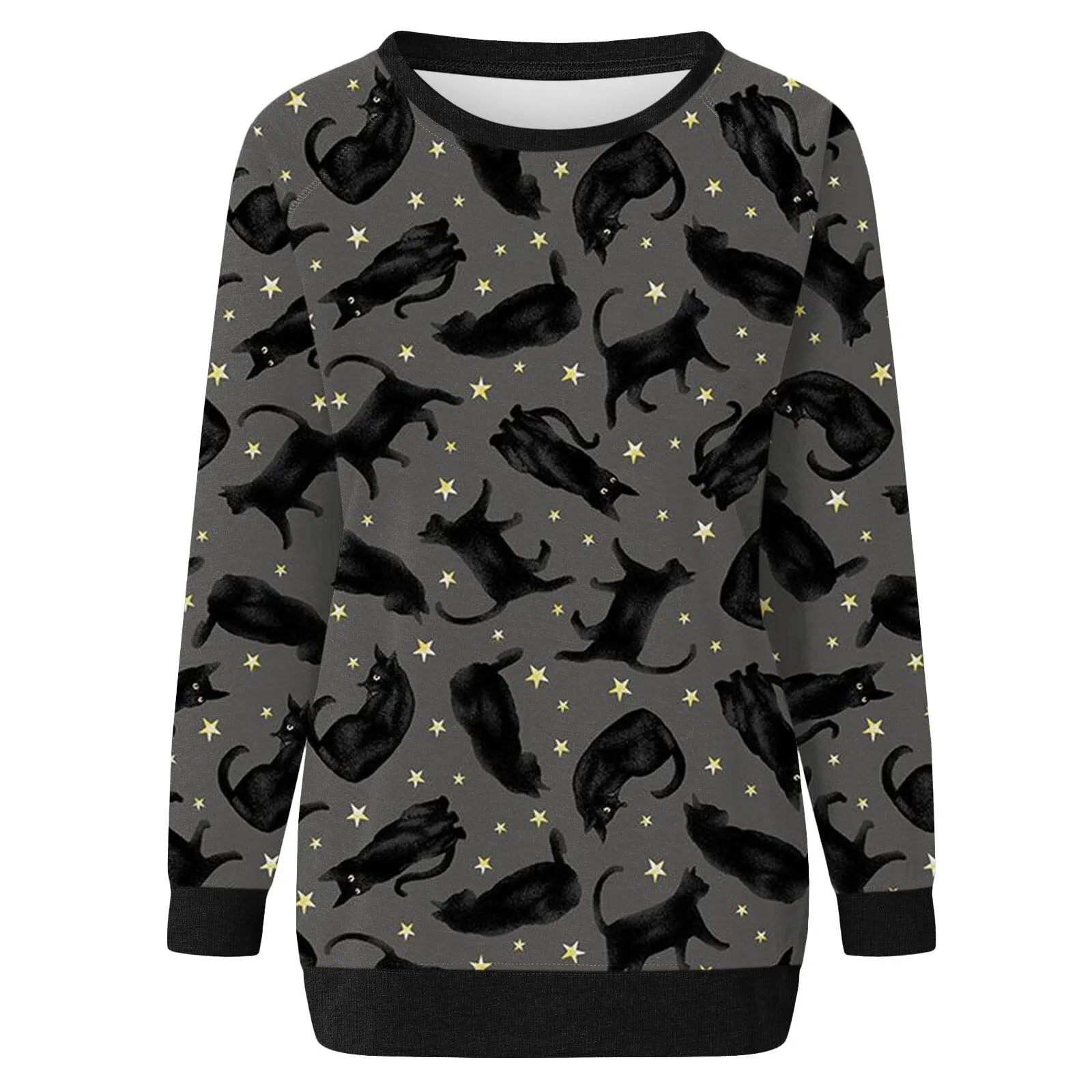 Hoodies For Teengirls Casual Halloween Print Long Sleeve Round Neck Sweatshirt Loose Tops Women Sudaderas De Mujer талстовки