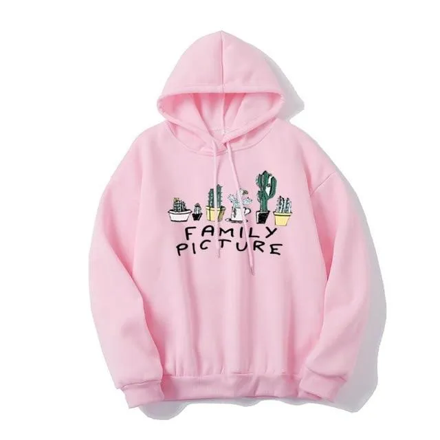 Hoody Sweatshirt Embroidery Love Heart Fleece Lady Hoodie