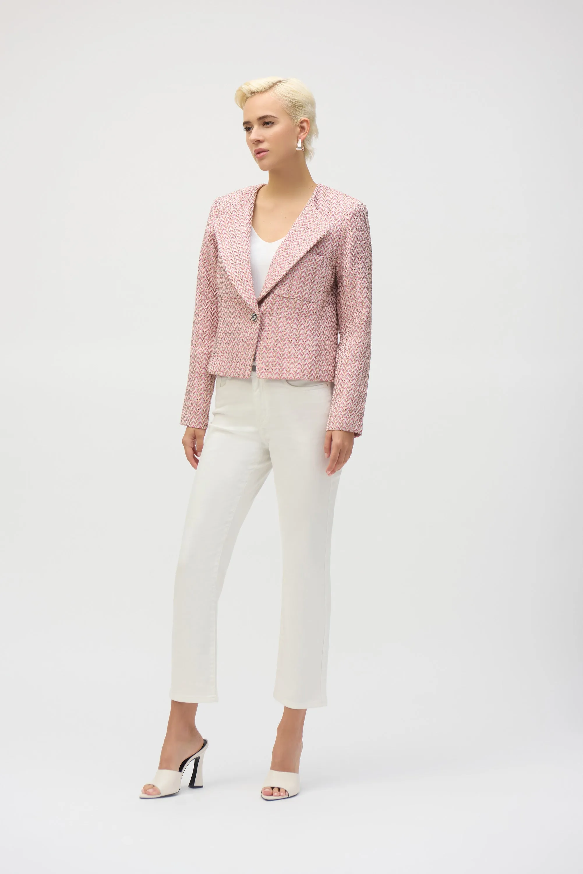 Joseph Ribkoff Boucle Boxy Blazer  252147  Pink/Multi