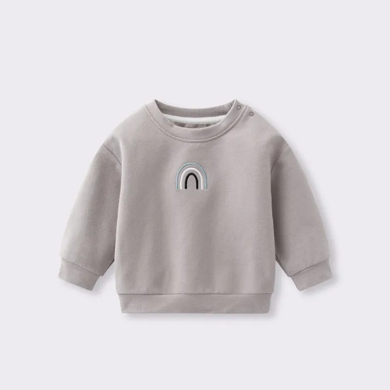 Kids Rainbow Embroidered Sweatshirts Pullover Tops