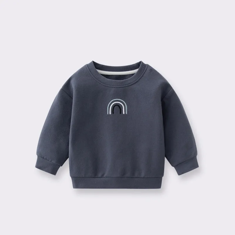 Kids Rainbow Embroidered Sweatshirts Pullover Tops