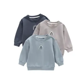 Kids Rainbow Embroidered Sweatshirts Pullover Tops