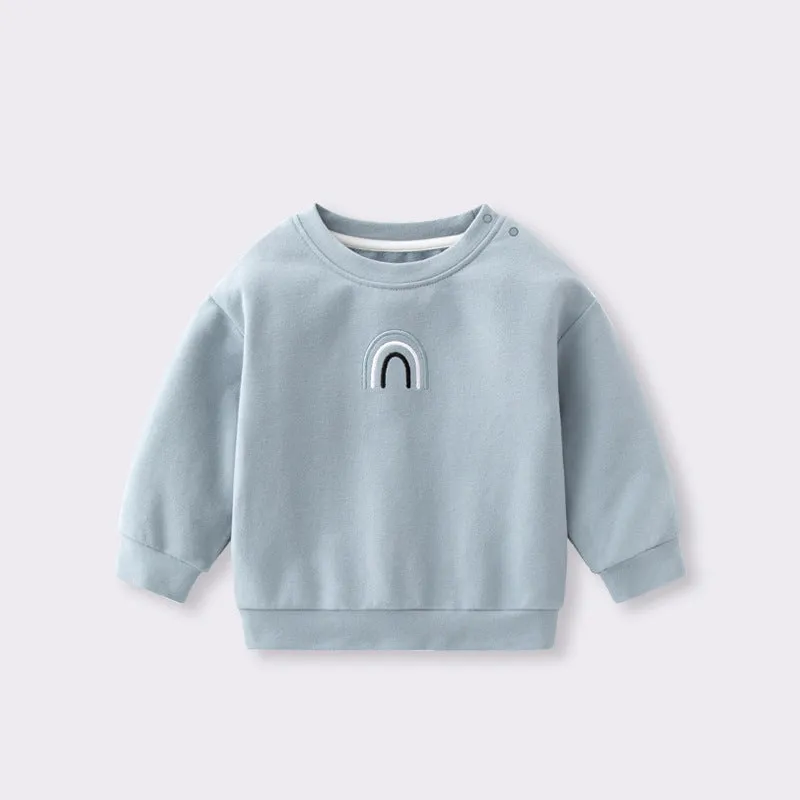 Kids Rainbow Embroidered Sweatshirts Pullover Tops