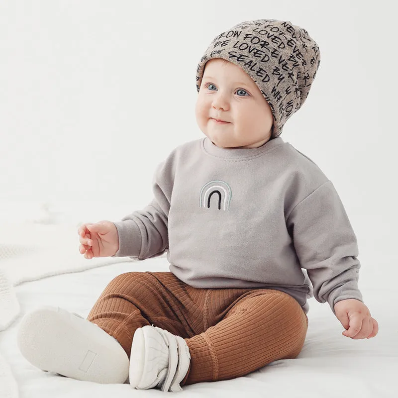 Kids Rainbow Embroidered Sweatshirts Pullover Tops