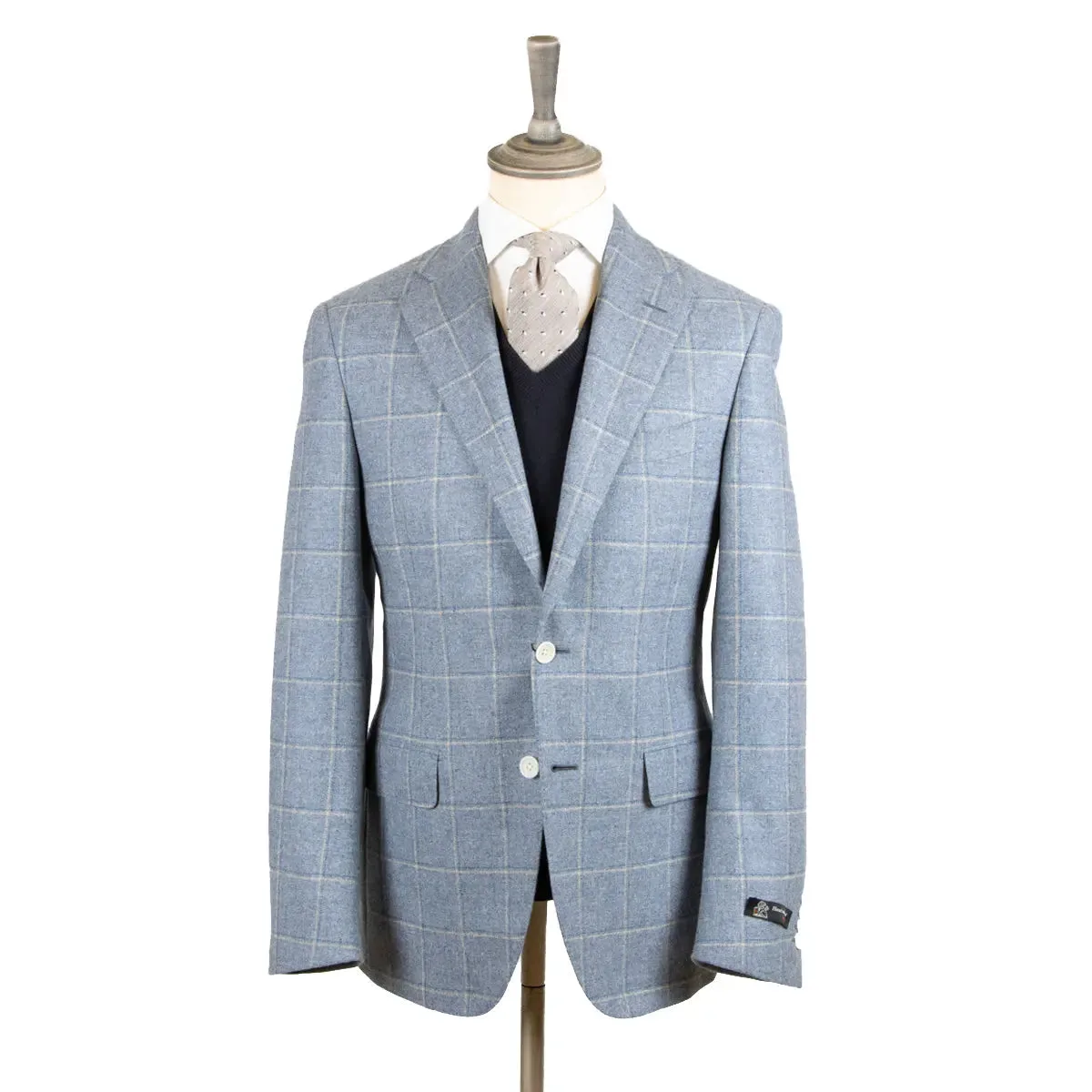 Light Blue Check Virgin Wool & Cashmere Jacket